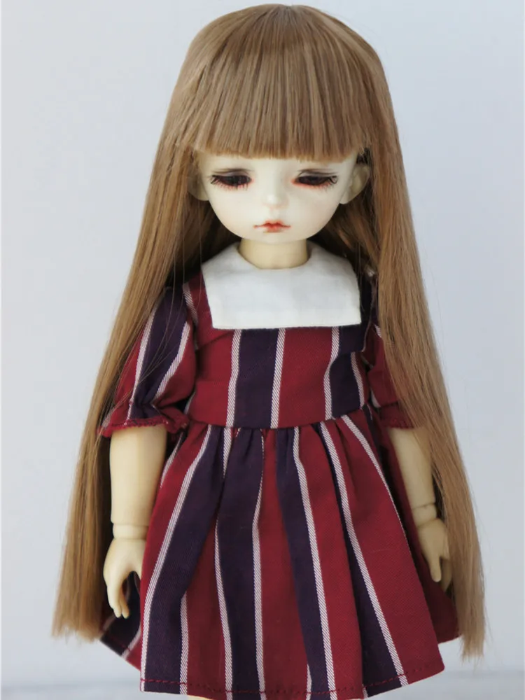 

JD056 1/12 1/8 1/6 Long Straight Hair With Full Bangs BJD Synthetic Mohair Doll Wig Size 3-4inch 5-6inch 6-7inch Cute Doll Wigs