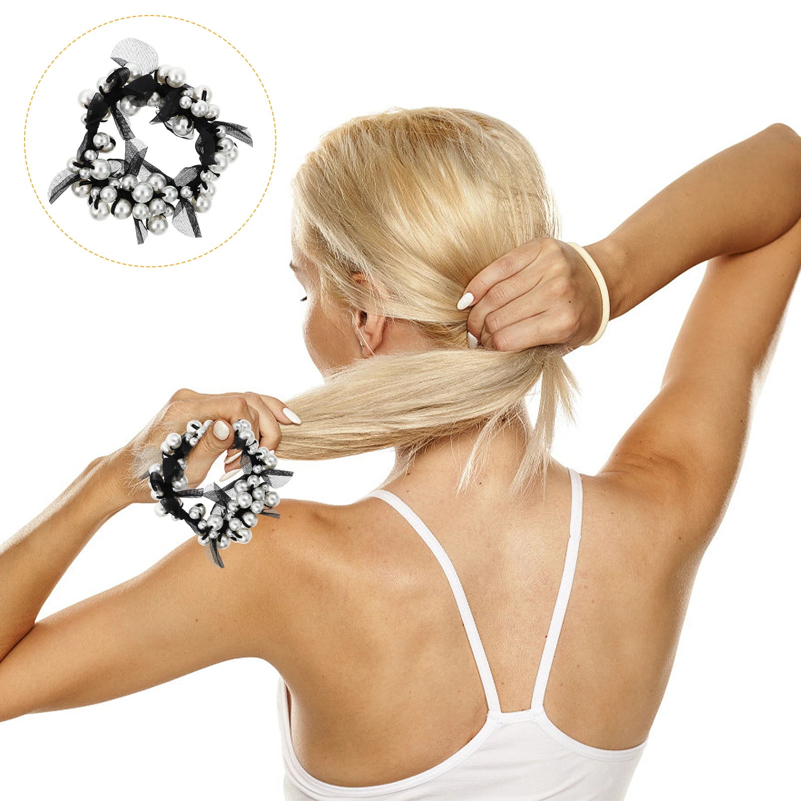 

Pearl Design Elegant Headwear Rope Elastic Loop Girls Tie Lightweight Stylish Scrunchies Fashion Headwear Hair Tool