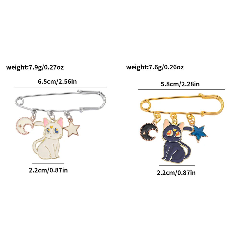 2 Pcs Anime Brooch Sailor Moon Tsukino Usagi Luna Moon Stars Enamel Pin Metal Badge Jewelry Backpack Clothing Accessories Gift view 6