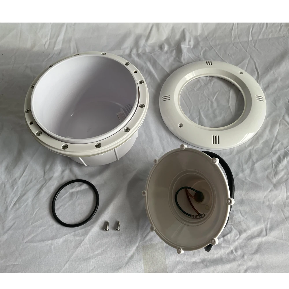 Nicho de piscina de plástico resistente al agua para luz LED RGB PAR 56 y foco LED para piscina relleno de resina en revestimiento y piscina de hormigón