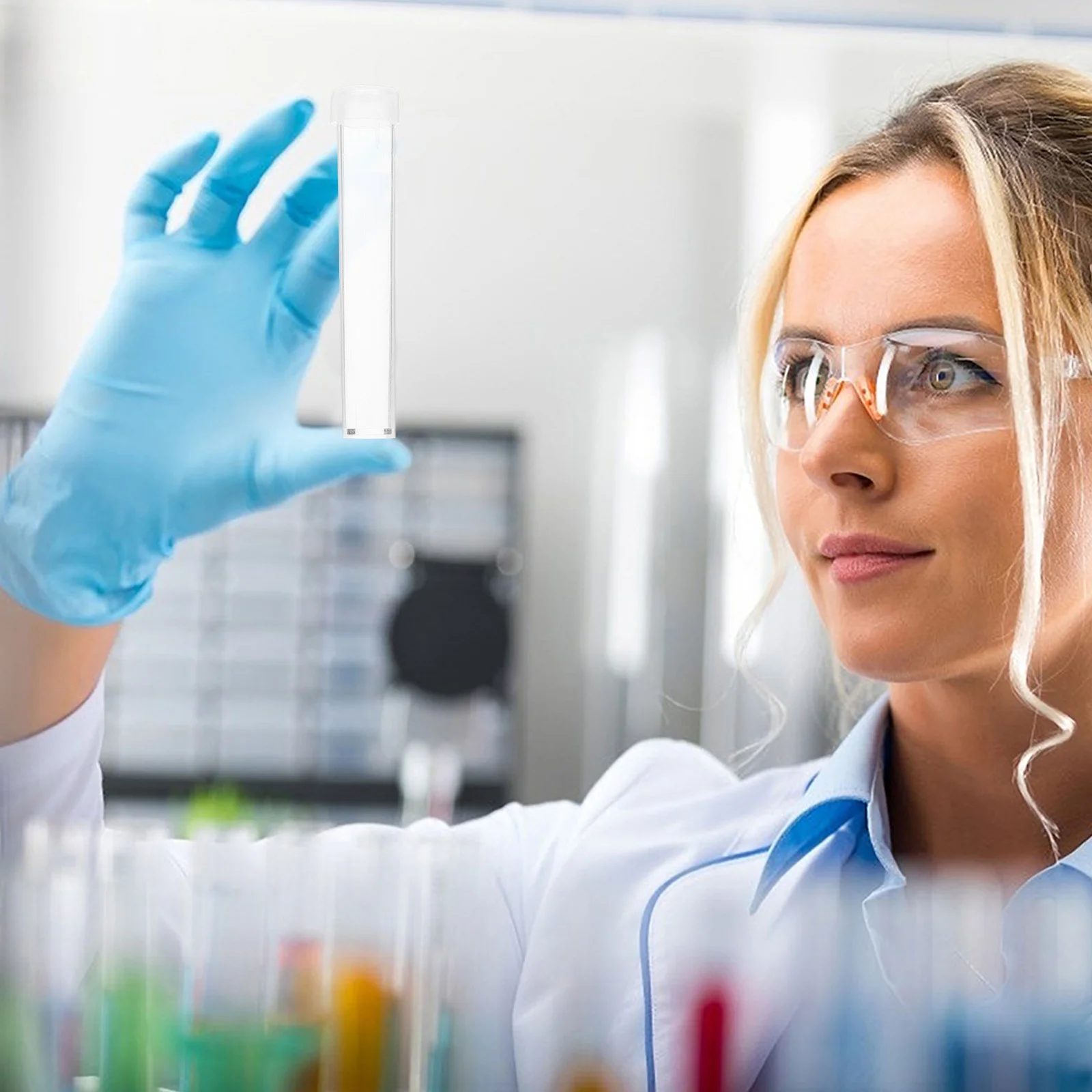 25 Pcs Test Tube Storage Tubes Transparent Clear with Caps Cover Plastic Lid for Laboratory