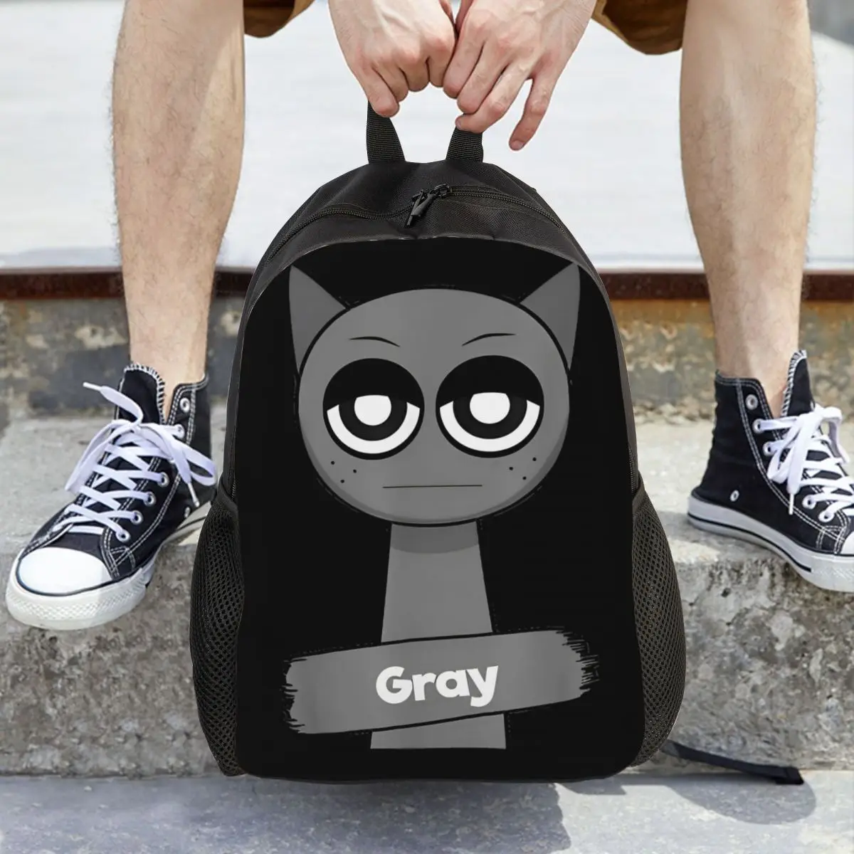 

Классический рюкзак Sprunki Grey с забавной игрой, прочный студенческий рабочий рюкзак для мужчин и женщин, сумка через плечо для ноутбука