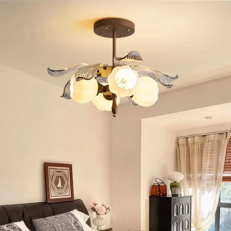 Medieval Petal Design Pendant Lights Glass Flower Bud LED Hanging Lamps Bedroom Living Room Home Decor High-quality Chandeliers