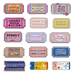Creative Ticket Enamel Pins Concert Tickets Social Book Club Air Tickets Brooches Lapel Badge Art Jewelry Gift Wholesale