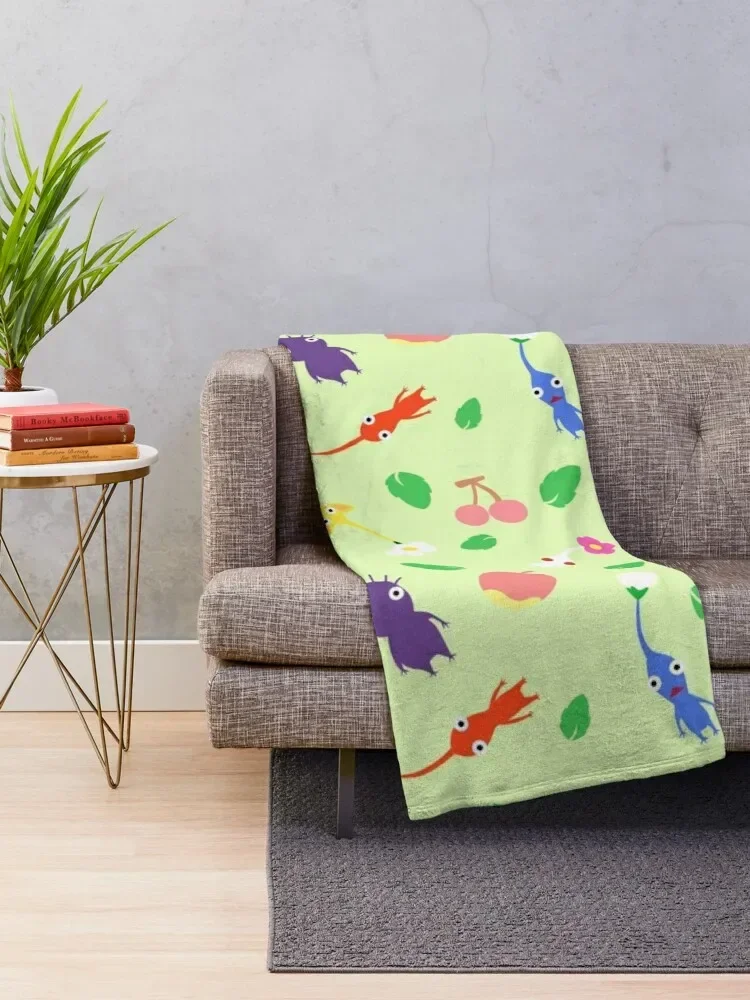 cute pikmin pattern Throw Blanket Softest sofa bed valentine gift ideas heavy to sleep Blankets