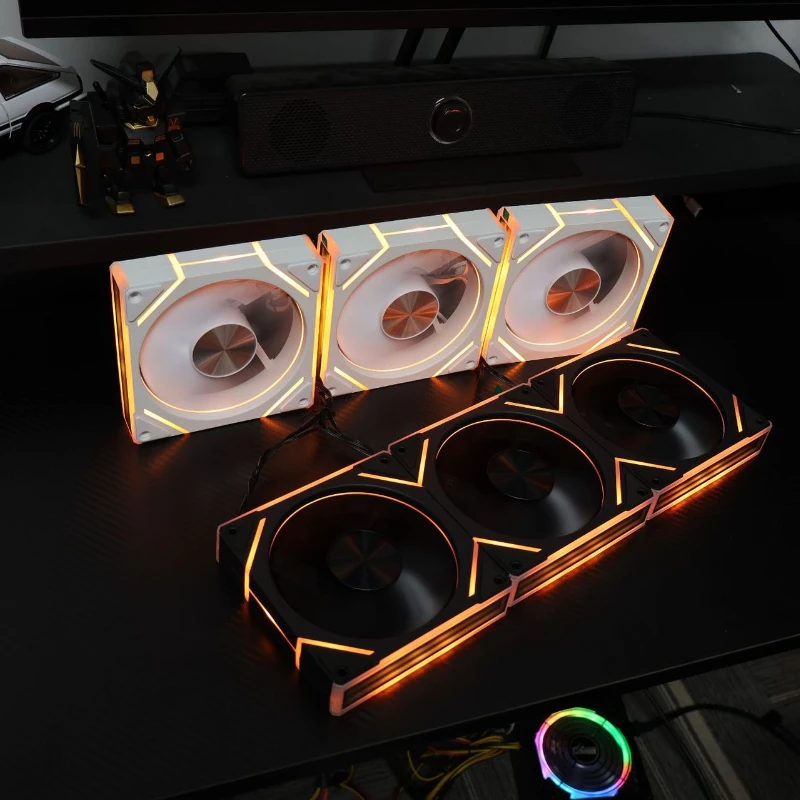 Quiet Mute Computer Chassis Fan Cooling Fan ARGB Direct Mirror New CD Pattern Design 12CM Chassis Fan Large Air Volume 1200RPM