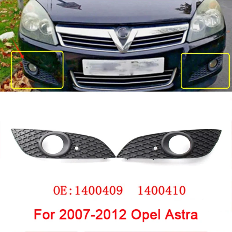 

ABS Black Car Front Bumper Fog Light Cover Lower Bezels Grille for Opel Astra 2007-2012 1400409 1400410