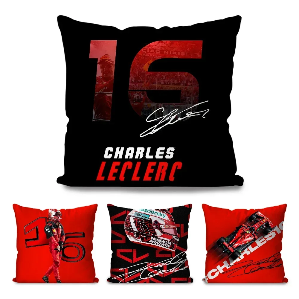 C-Charles L-Leclerc F1 16 Pillow Case Square Pillow Bedroom Sofa Leisure Comfort Cushion Car Living Room Home Decoration 40X40