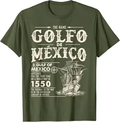 Golfo De México 1550 - Gulf of Mexico 1550 Retro Vintage T-Shirt Short Sleeve Casual 100% Cotton Men T Shirt