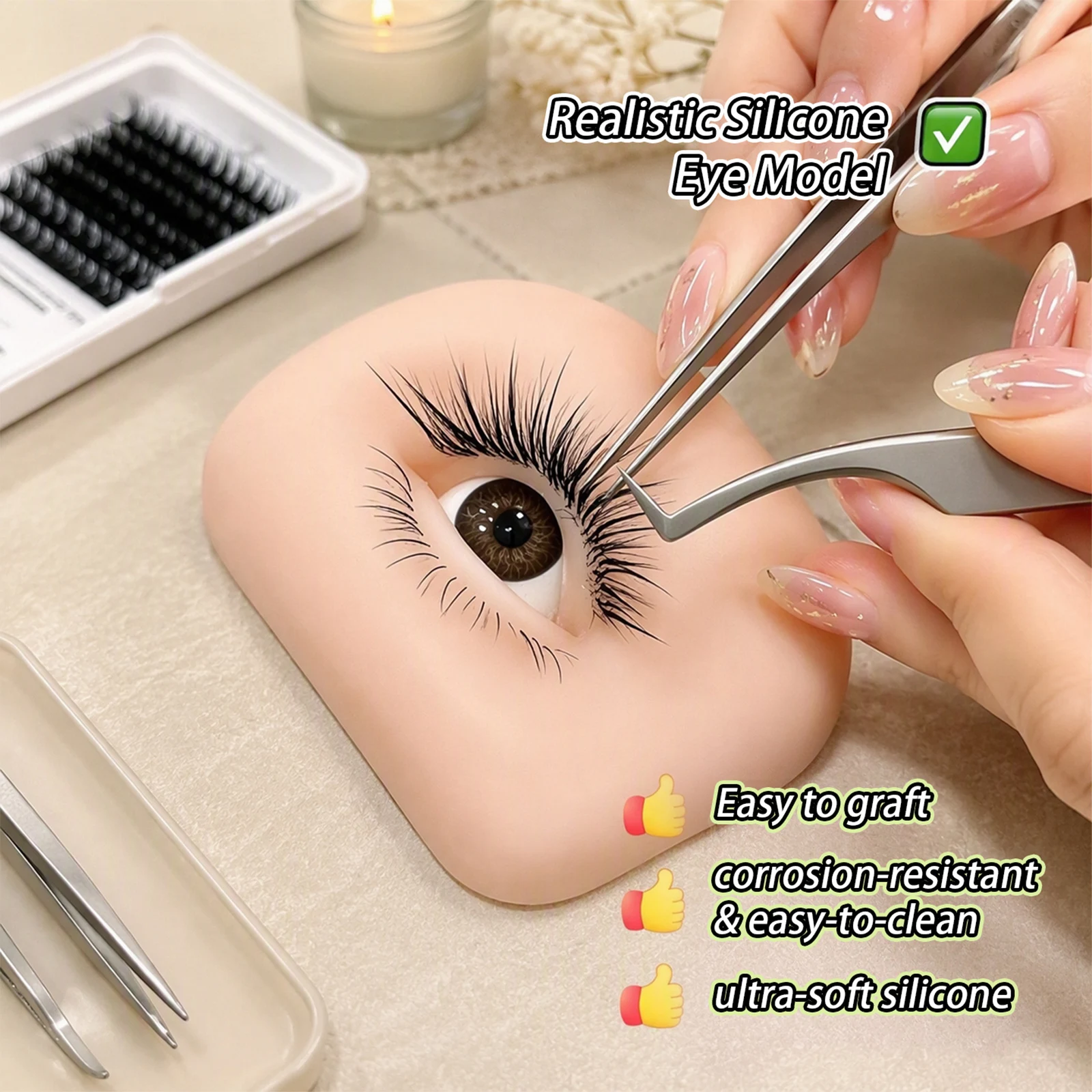 New Product 3 Layers Training Eyes Reusable Mannequin Practice Eyelash Extension Grafting Head Model Silicone Eye Makeup Tools