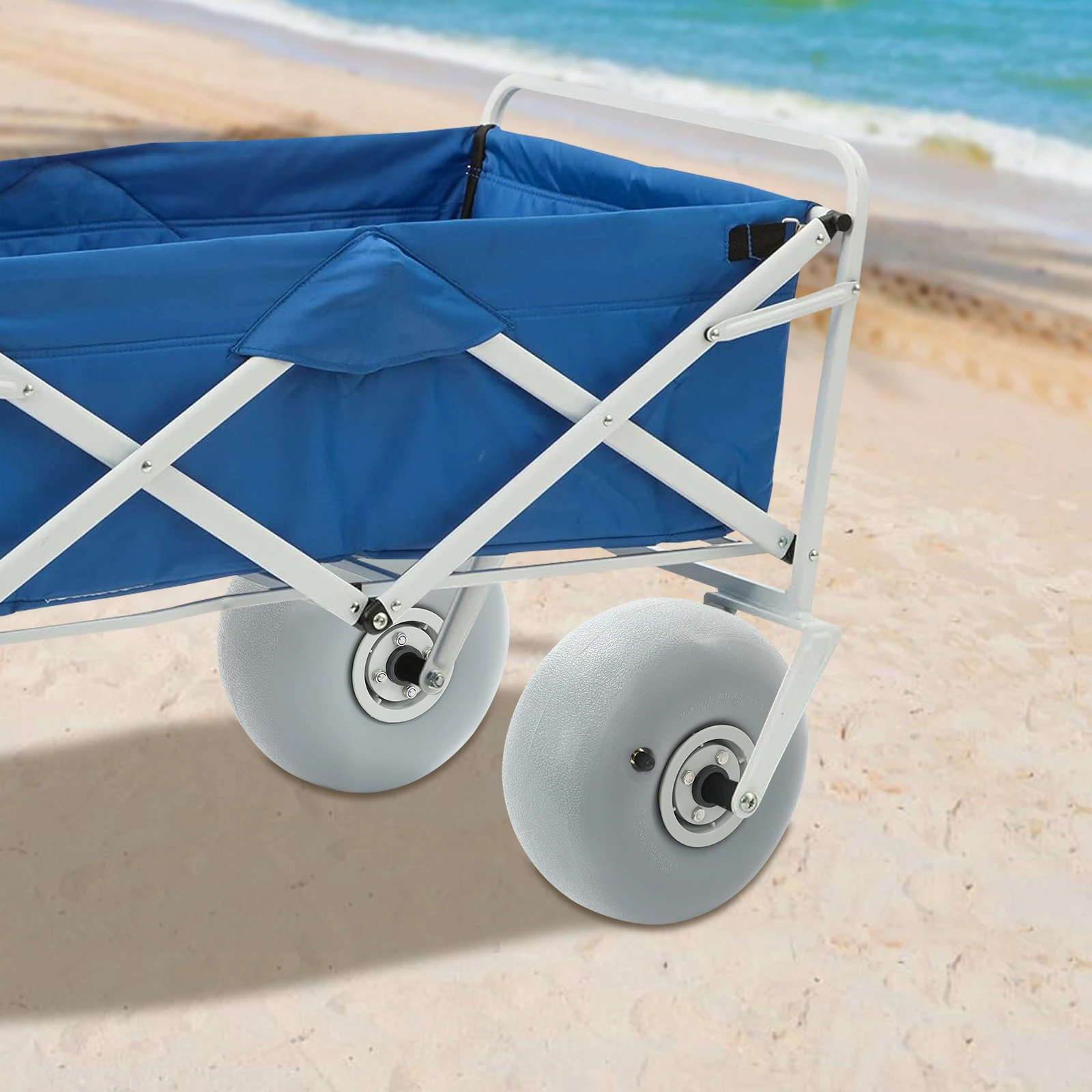 

Серое надувное пляжное колесо с несколькими сценами (пляжные/путешествия/гровые поля) — подходит для садовых/пляжных/каяковых тележек, легкая очистка