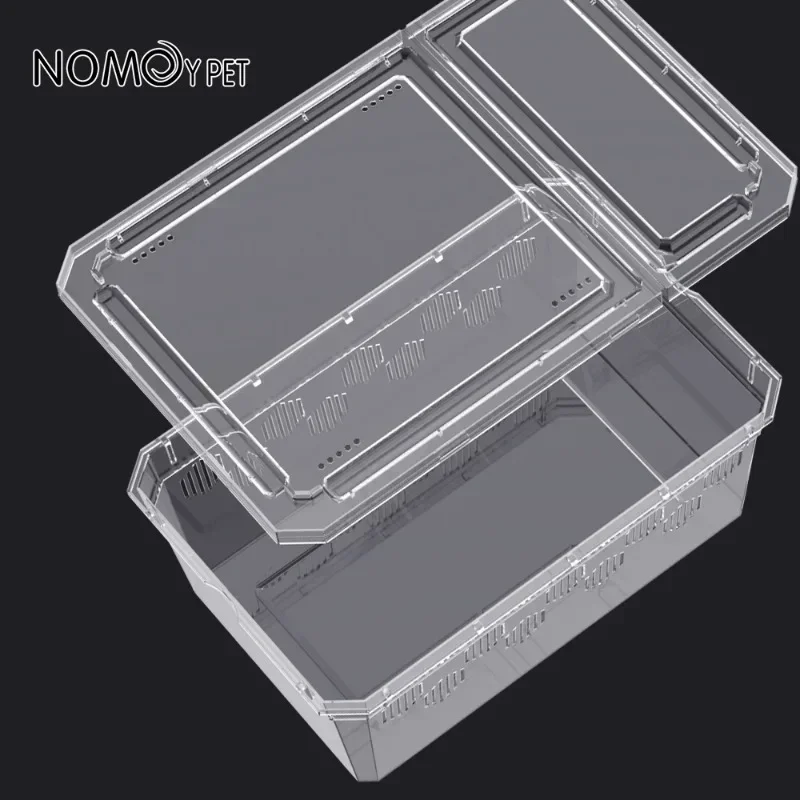 Reptile Breeding Cage Plastic Transparent Breeding Box Vivariums with Balcony Lizard Supplies Bivarium for Insect Spider Turtle