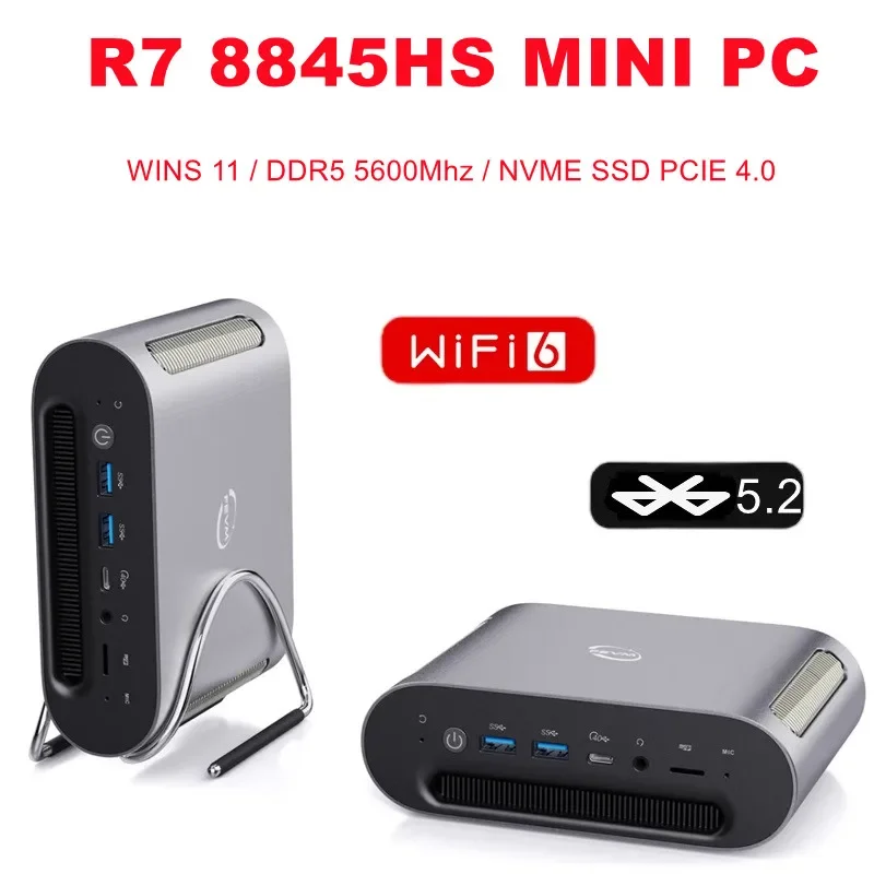 SZBOX-كمبيوتر مكتبي صغير للألعاب, R7, 8845HS, Windows 11, DDR5, Mhz, PCIe4.0, NVme, SSD, WiFi 6, BT5.2, USB, 4K @ 60Hz, عالي الدقة
