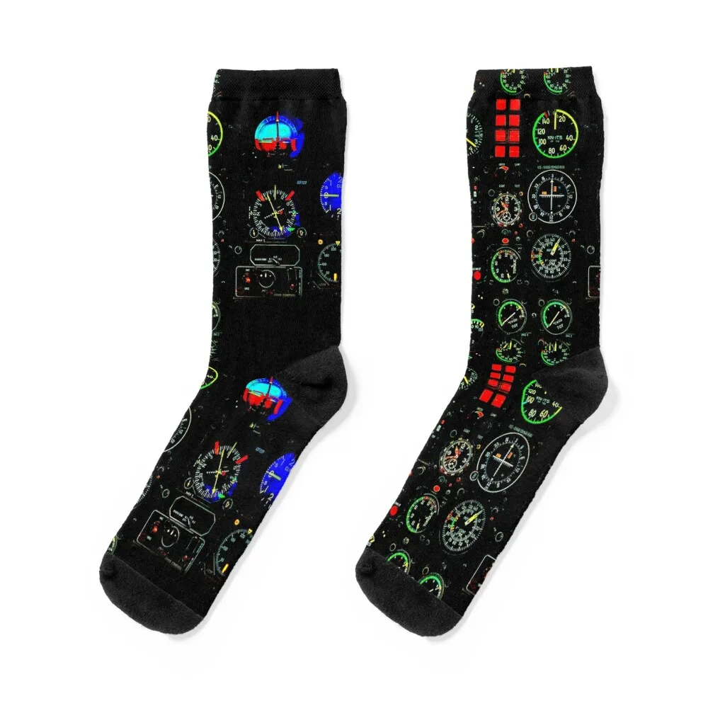

Aviation Helicopter cockpit dark Socks new year gym winter luxe Women Socks Men's