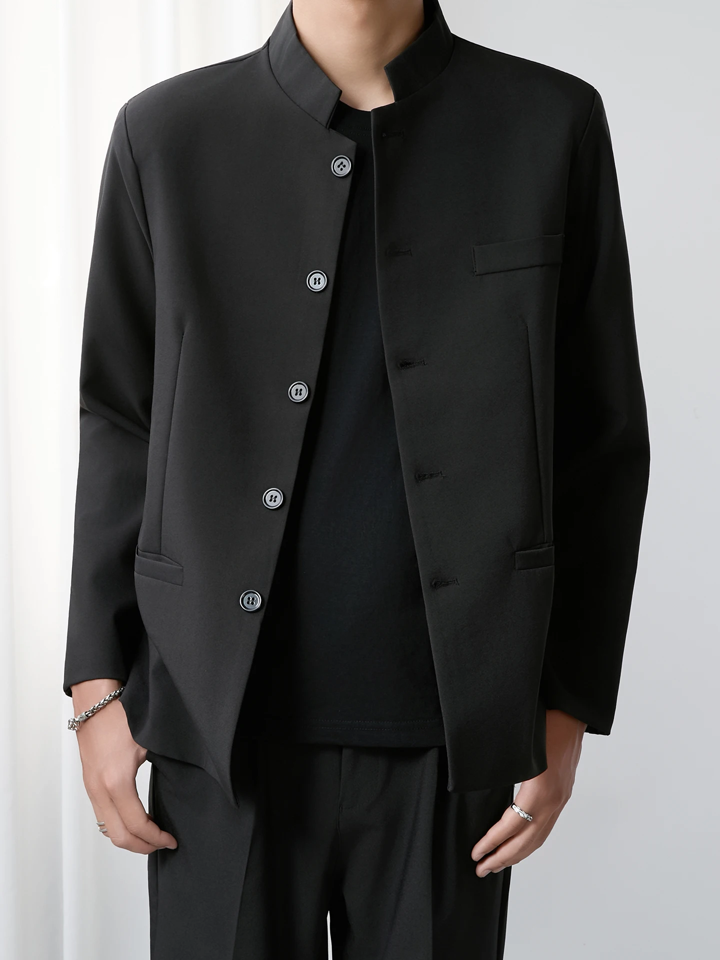 

New Chinese Sle Men's Jaet Loose Fit Stand Collar Tang Suit Outerwear Trendy Inspired Autumn Spring Highend Feel