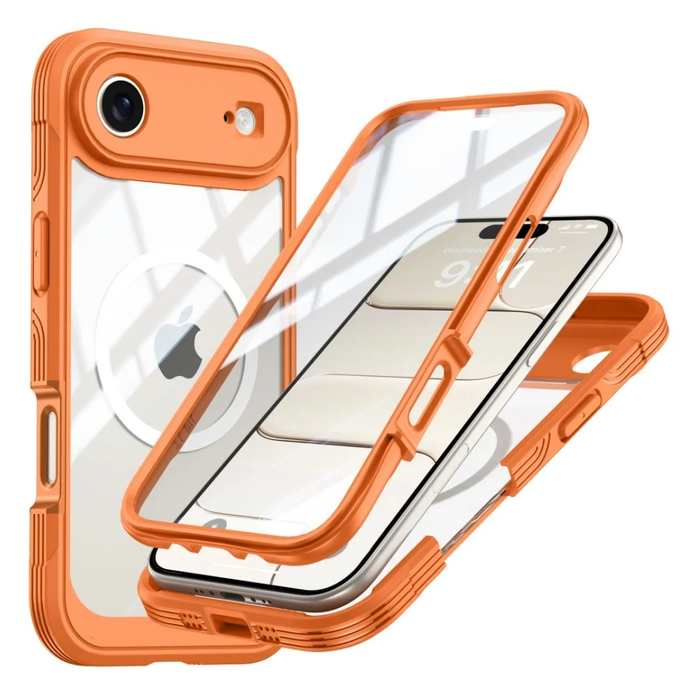 

Новый цветной противоударный чехол для iPhone 17 Pro Max 17Air, магнитный чехол со встроенной защитной пленкой для экрана, совместимый MagSafe