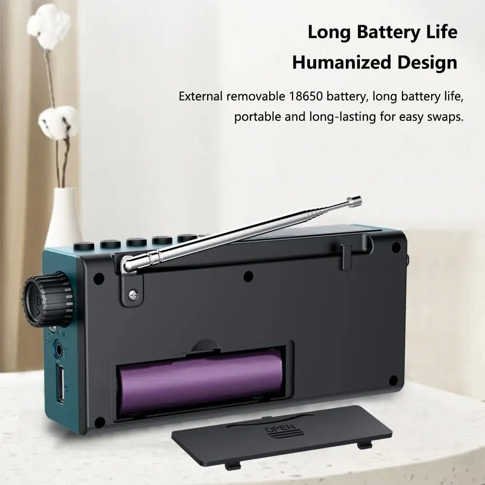 Portable FM Radio Receiver USB TF Card Solar Charging Pocket Digital Player LED Display Rechargeable Wireless Bluetooth Speaker