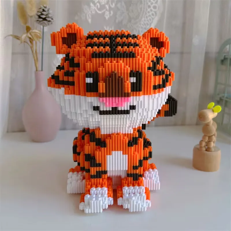 DIY Children Tiger Cute Model Building Blocks Small Particles Christmas Birthday Gift Decorations Ornaments Ornaments