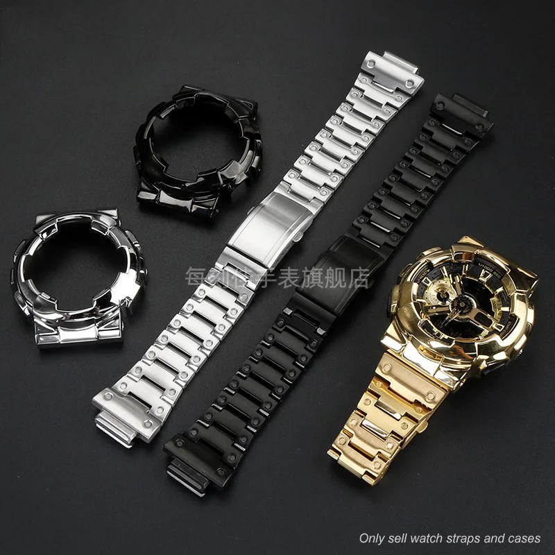 For Casio G-SHOCK GA-110/100/120/140 GD-120 High quality stainless steel Watch Strap case black golden silver watchband Bracelet