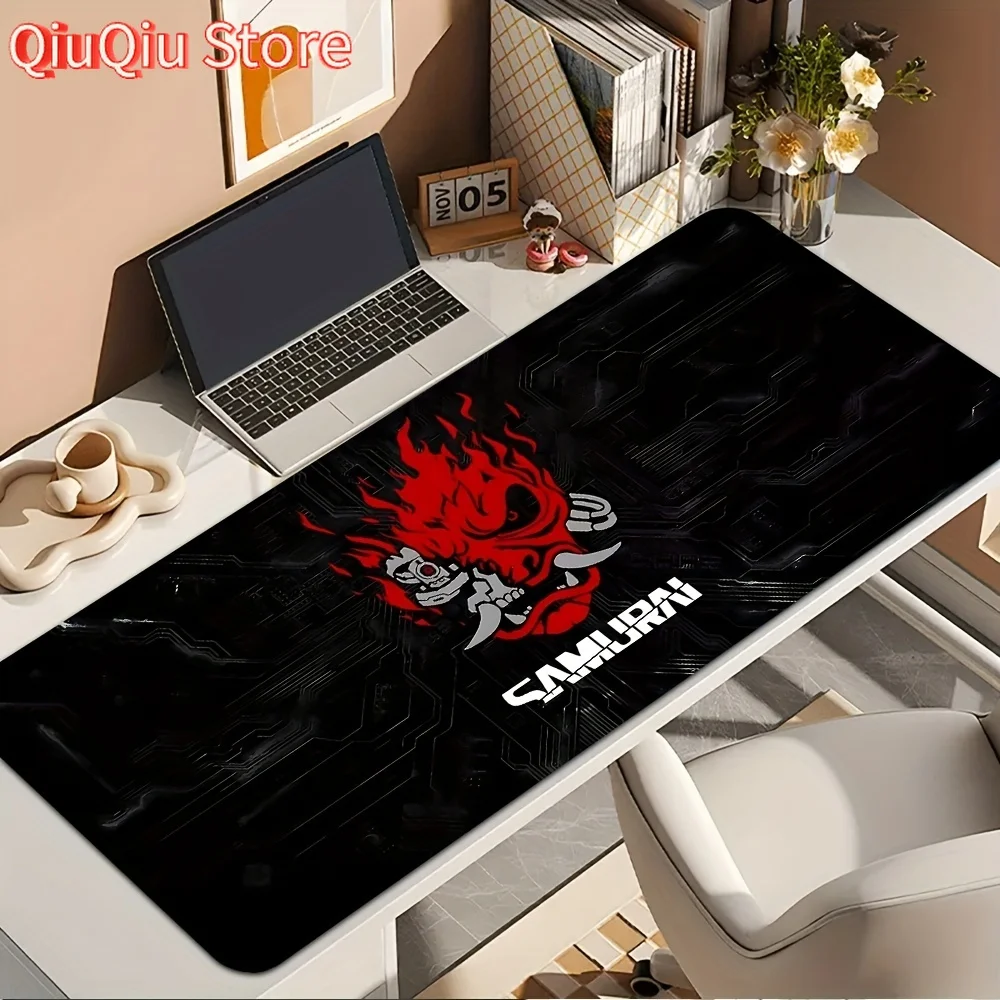

Киберпанк Gaming Mouse Pad 1 шт. — нескользящая резиновая основа, моющийся настольный коврик с ярким красным и черным дизайном, идеально подходит для офиса, Sc