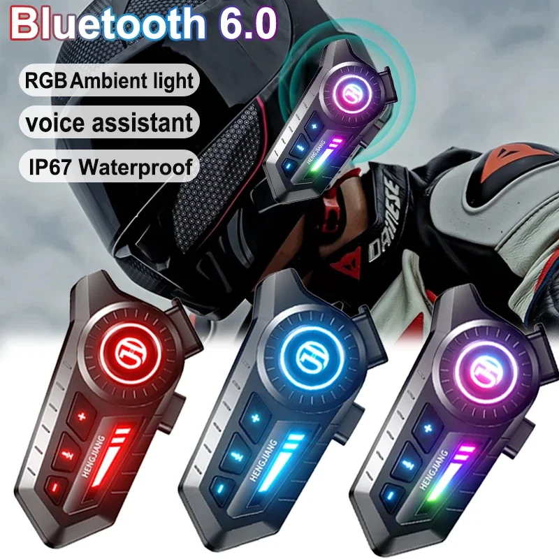 

Motorcycle Bluetooth 6.0 Helmet Headset 1000mAh Moto Earphone Motorbike Hands Free Wireless Headphone with Ambient light