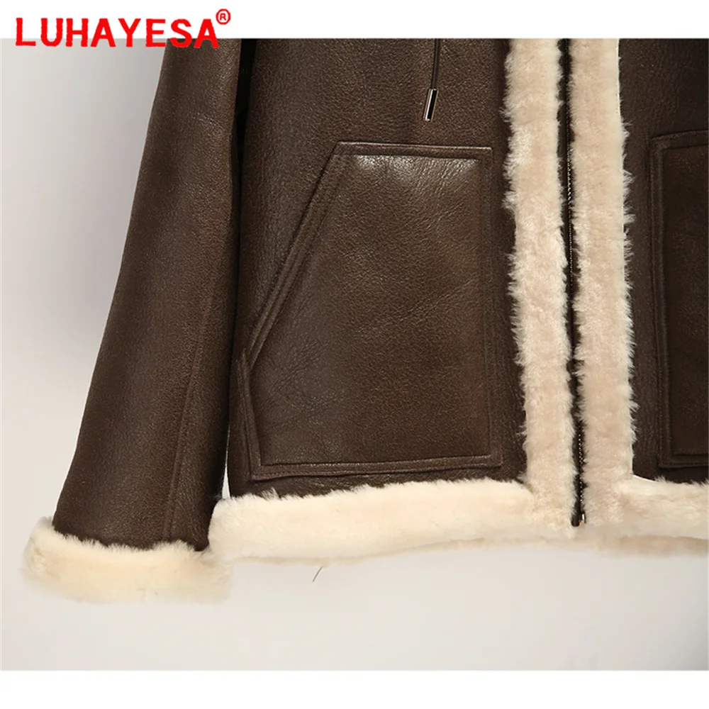 Apenas café m 2024 tamanhos duplos vestindo toscana pele de carneiro shearling casaco feminino inverno quente natural pele de cordeiro shearling jaqueta