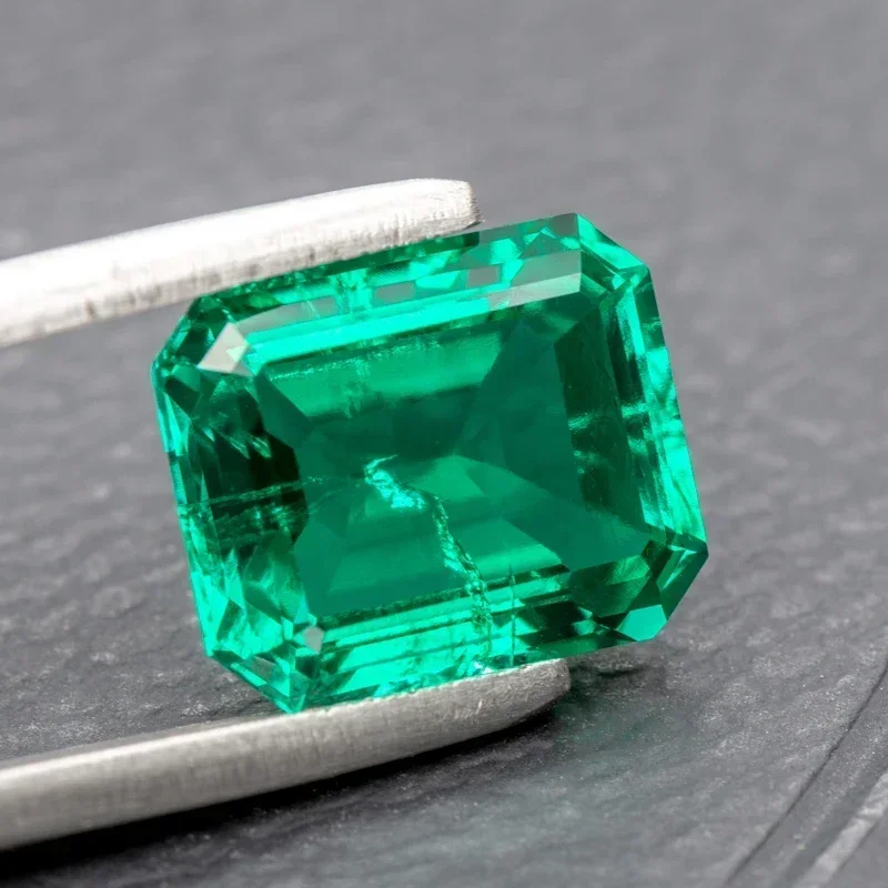 Lab Grown Colombian Emerald Stone Hydrothermal Inclusion Emerald Cut  Jewelry Making Materials with  AGL Certificate