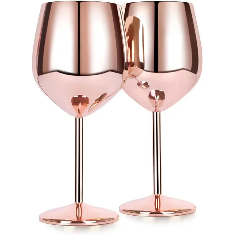 High Aesthetic Stainless Steel High Footed Glass Champagne Glasses Creative Electroplate Colorful Metal Goblet Cups Wine Glass