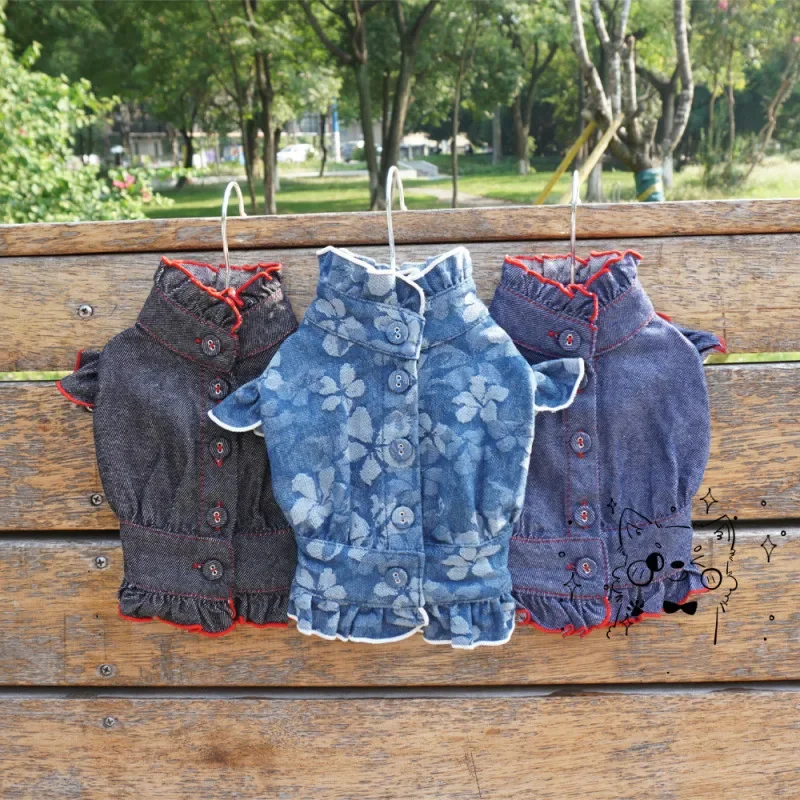 Vestiti per cani di piccola taglia camicia di Jeans in Denim Chihuahua Yorkshire Terrier Pomeranian Shih Tzu abbigliamento per cani da cucciolo di malta Costume da cagnolino