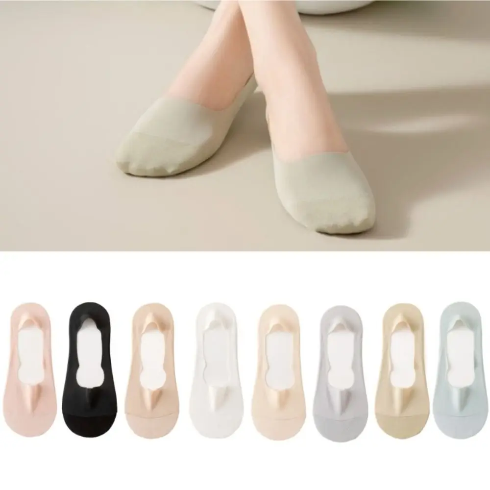 

1pair Cotton Bottom Women Socks Comfortable Invisible Non-slip Low Short Socks Breathable Ultra-thin Boat Socks Summer