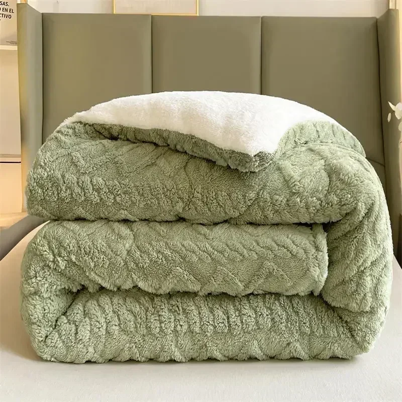 Super Thick Winter Warm Blanket for Bed Artificial Lamb Cashmere Weighted Blankets Soft Comfortable Warmth Quilt Comforter NEW