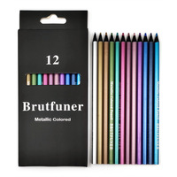 12 Color Metallic Colored Pencils Drawing Sketching Set Coloring Colour Pencils Brutfuner Profession Art Supplies For Artist