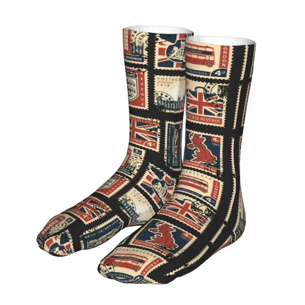 British Flag UK Stamps Map Britain Symbols Socks Men Women Happy Socks Hip Hop Spring Summer Autumn Winter Socks Gifts