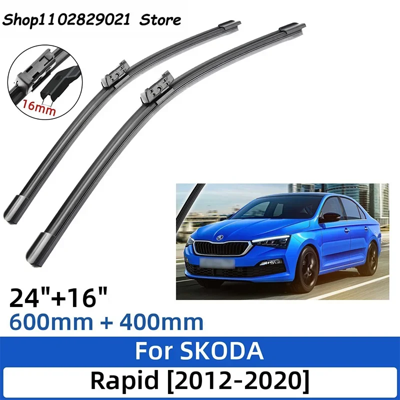 

2PCS For SKODA Rapid 2012-2020 24"+16" Front Rear Wiper Blades Windshield Windscreen Window Cutter Accessories 2019 2020