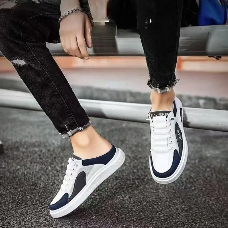 Mesh Men Half Slipper Slip-on Men Casual Fisherman Shoe Breathable Platform Sneakers Comfortable Outdoor Slippers Zapatos Hombre image 5