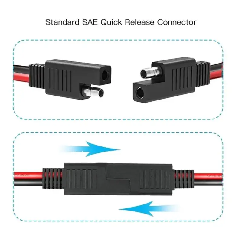 652F Vehicle Charging Battery Cable Set SAE to Eyelet Wire and EC5 to 2-Pin Quick-Release Cable for Battery Mounting and Wiring