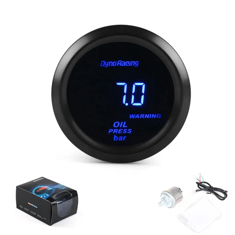 

2" 52MM Digital Oil pressure gauge 0-7bar Dynoracing Oil press gauge Blue led with sensor Car meter