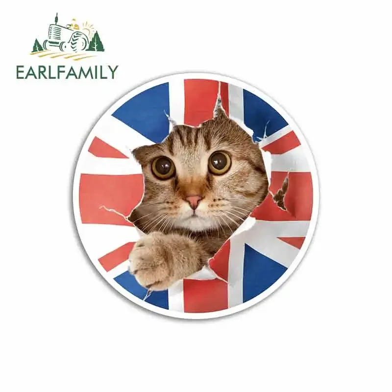 EARLFAMILY 13cm x 13cm For Union Jack Cat Flag Car Stickers Graffiti Decal Vinyl Material DIY Occlusion Scratch For JDM SUV RV