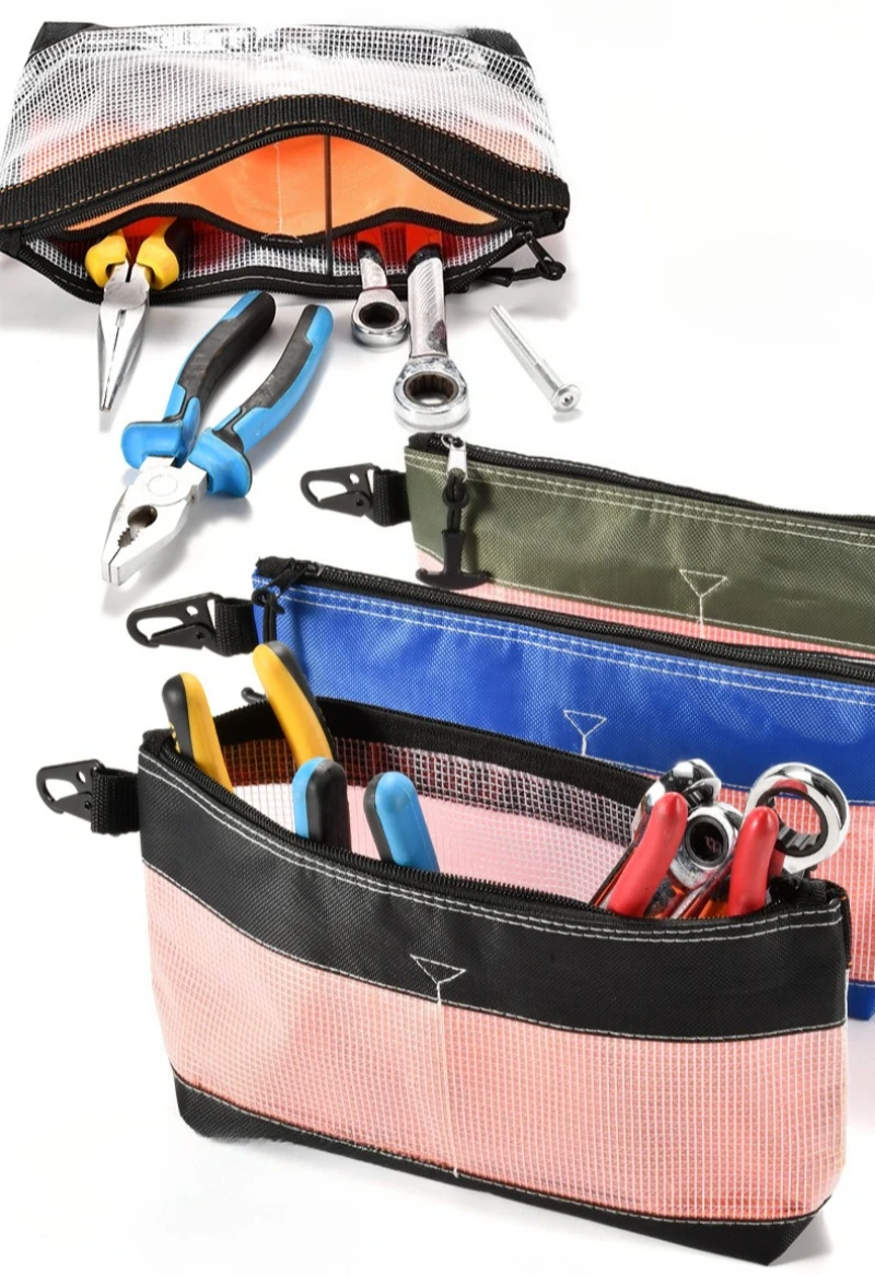 Transparente Werkzeugtasche, wasserdichte PVC-Aufbewahrungstasche, antistatische Werkzeugtasche mit Reißverschluss und Karabiner-Organizer für Schraubendreher und Steckschlüssel – Detail 2