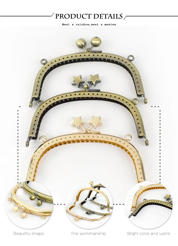 2/5Pcs Deepeel 12.5cm Star Flower Purse Frame Kiss Clasp Bags Handle DIY Handmade Handles Sewing Wallet Hardware Bag Accessories