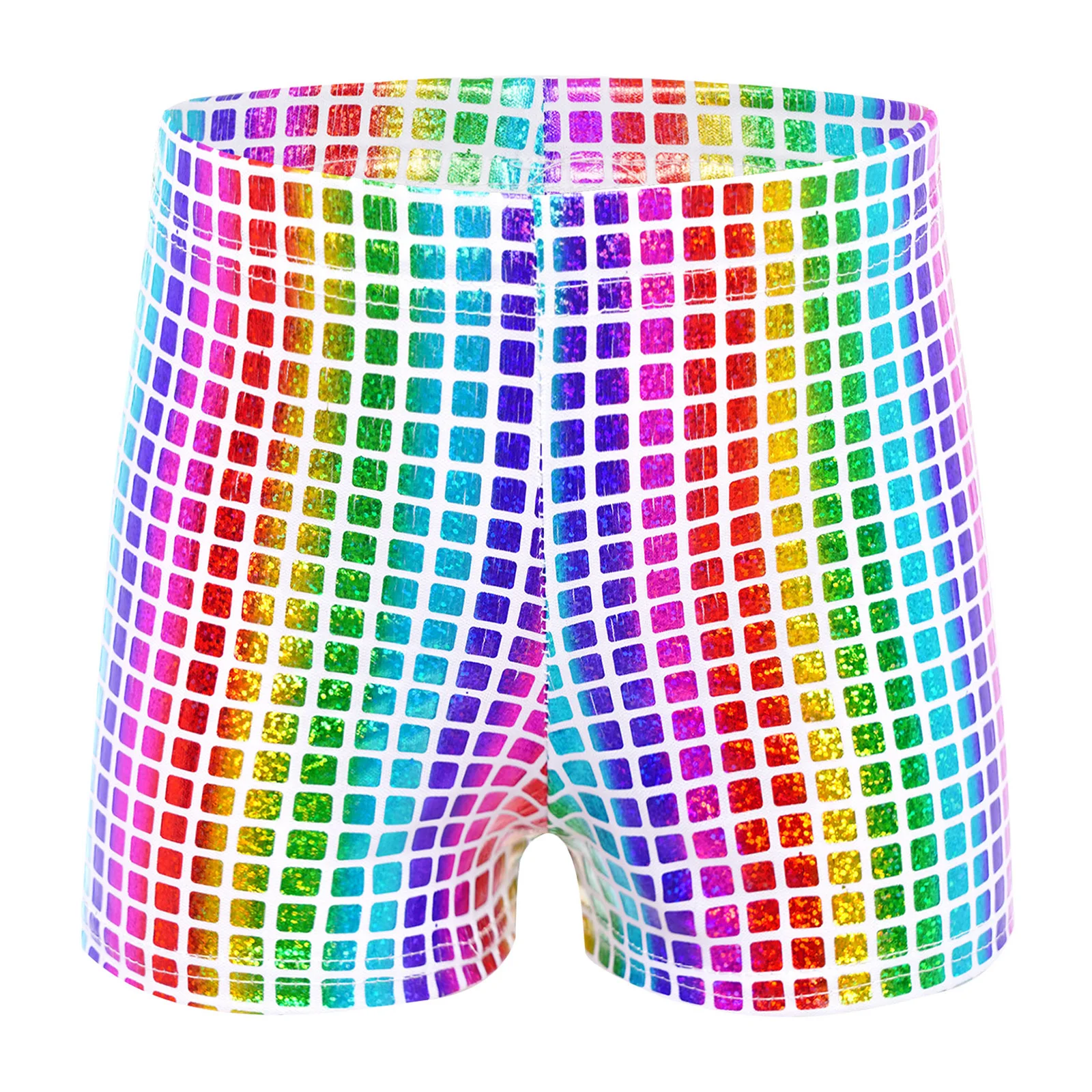 

Unisex Children Girls Boys Metallic Plaid Jazz Dance Shorts Stretchy Unisex Elastic Waistband for Disco Party Daily Wear Costume