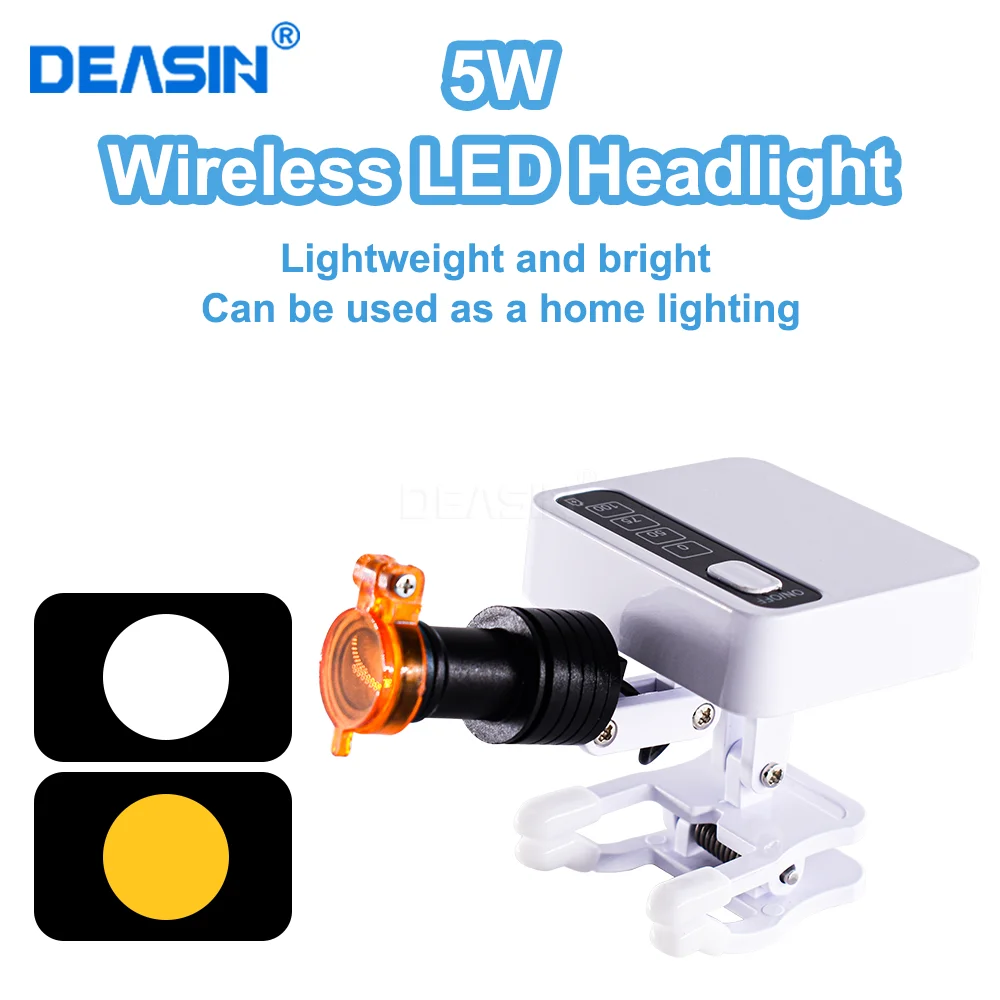 5W Headlight Headlamp Wireless with rechargeable 2 Batteries Adjustable Light for Dental Loupes Lab Medical Magnifier Binocular