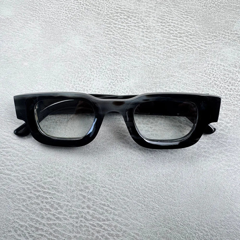 

Мужские оправы для очков, уникальные классические квадратные винтажные оправы для очков ручной работы с рогом по рецепту, оптические линзы, очки