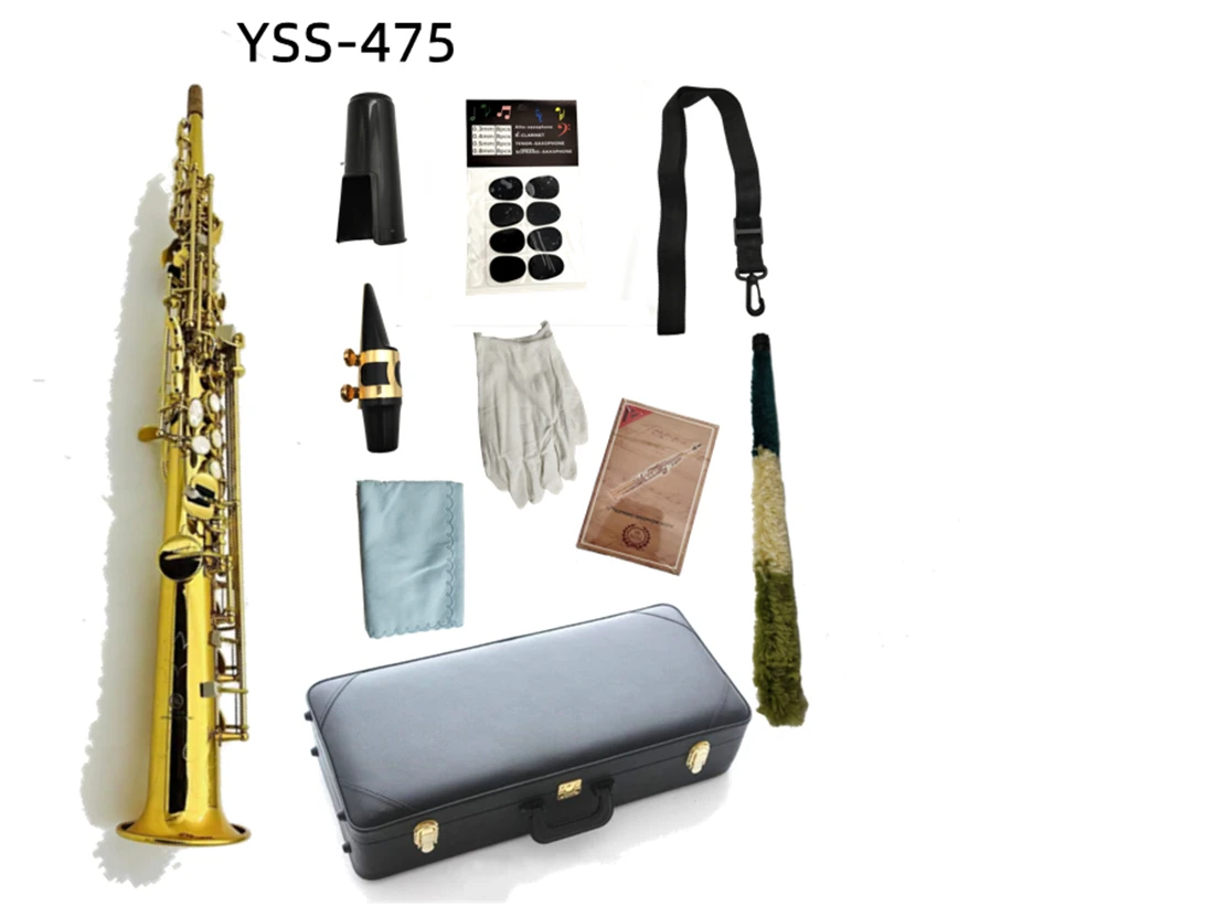 YSS-475 Soprano Saxophone Straight B Flat Brass Gold Lacquered Professional Musical Instrument With Case Free Shipping