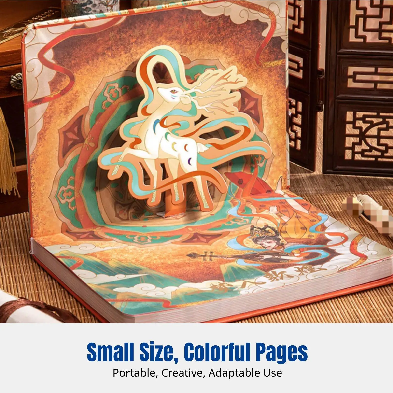 Chinese Style 3D Hardcover Notebook for Students Smooth Dowling Paper 16 Inner Pages Creative Journal