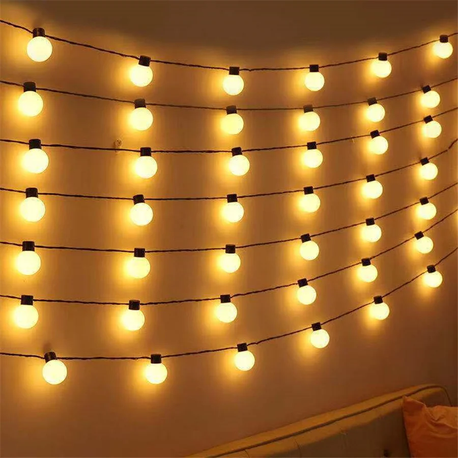 2023 ใหม่ 5M 20LED คริสต์มาส Garland Globe String Light กันน้ํากลางแจ้งตกแต่งสวน EU Plug Round Ball หลอดไฟ Fairy ไฟ