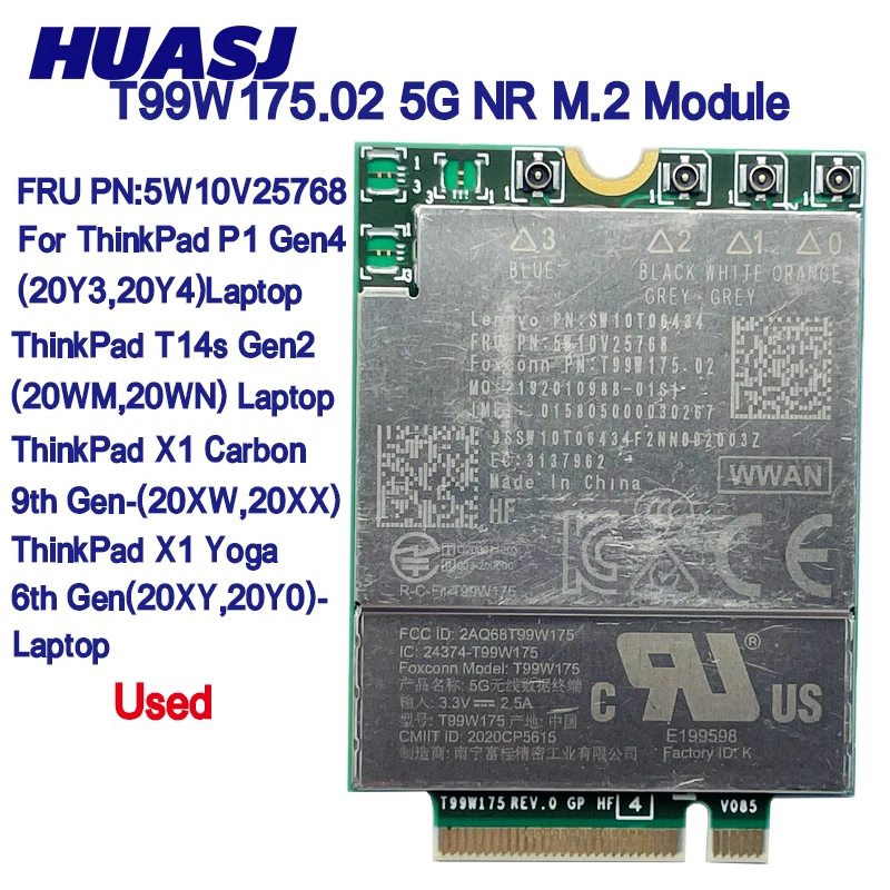 جديد T99W175 T99W175.04 5G NR M.2 5G بطاقة FRU 5W10V25777 X55 5G وحدة لأجهزة الكمبيوتر المحمول ThinkPad X1 Nano Gen1