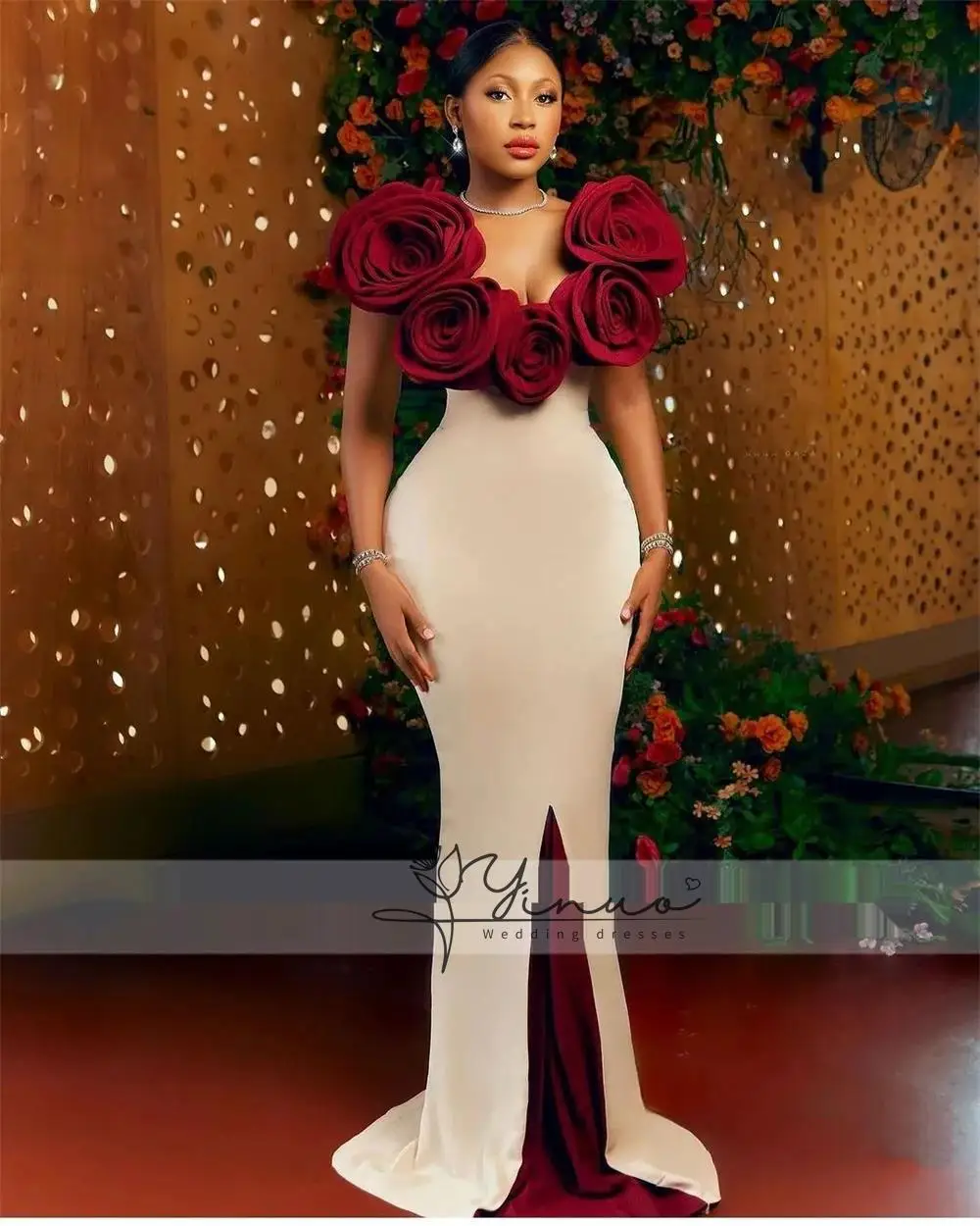 

customized Neck Aso Ebi Evening Dress For Wedding 2025 Floor Length Split Mermaid Formal Dress Elegant Gown African