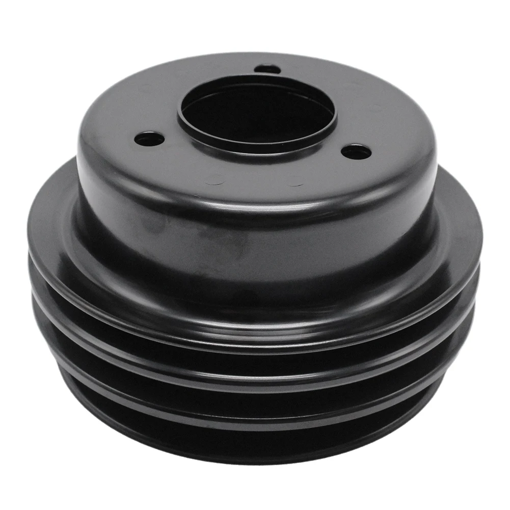 Black 3 Groove Engine Water Pump Pulley Steel Crank Pulley For Ford 289 302 3-Bolt 1965-66 67-6-5/8 Inch Smog V8