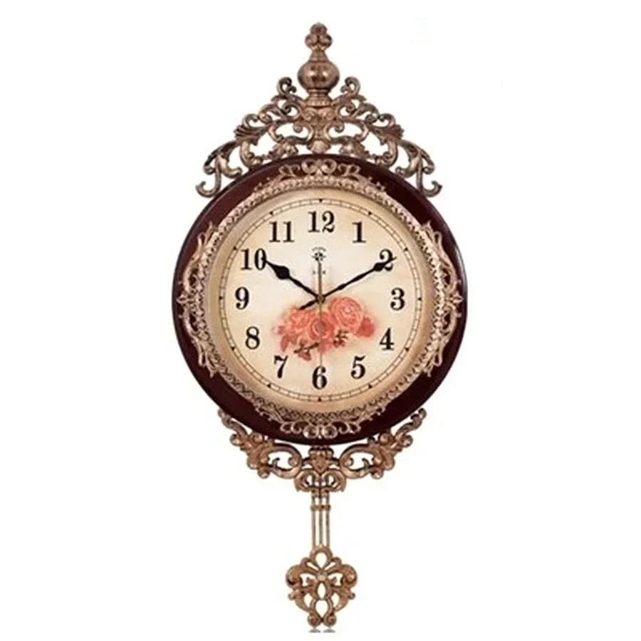 Luxury Large Wall Clock Pendulum Gold Silent Clock Vintage Living Room Retro Metal Wall Clocks Shabby Chic Home Decor Modren Hot